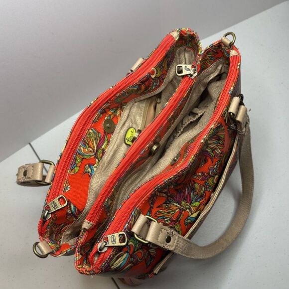 Sakroots Orange Bird Monogram Multicolor Satchel Shoulder Bag Womens Designer - Picture 9 of 12